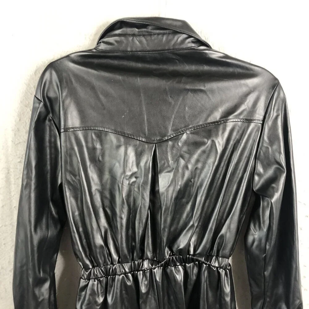 Strut and Bolt Mini Romper Womens S Black Vegan Leather Fringe Rock Punk NEW